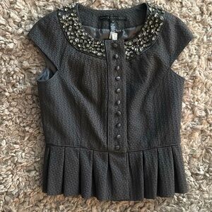 Robert Rodriguez Grey Sleeveless Jacket size 4 jeweled